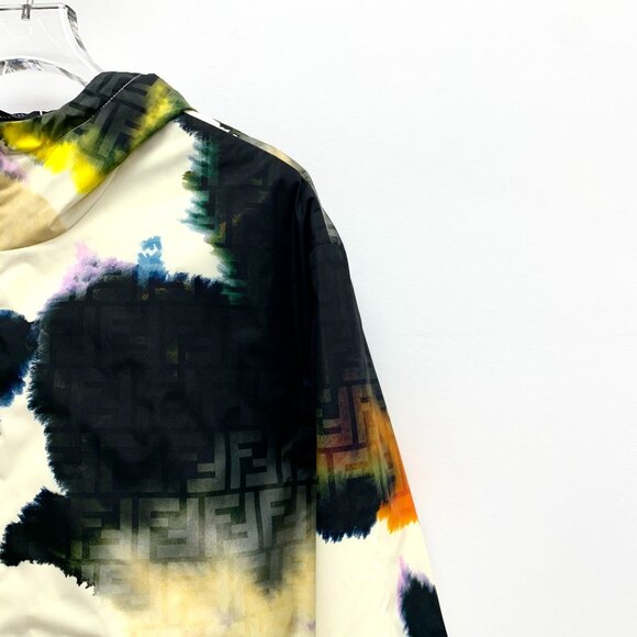 CM0398 Fendi Roma Multicolor Tie-Dye Hooded Jacket With Monogram Embossed Fabric - Picture 3 of 8